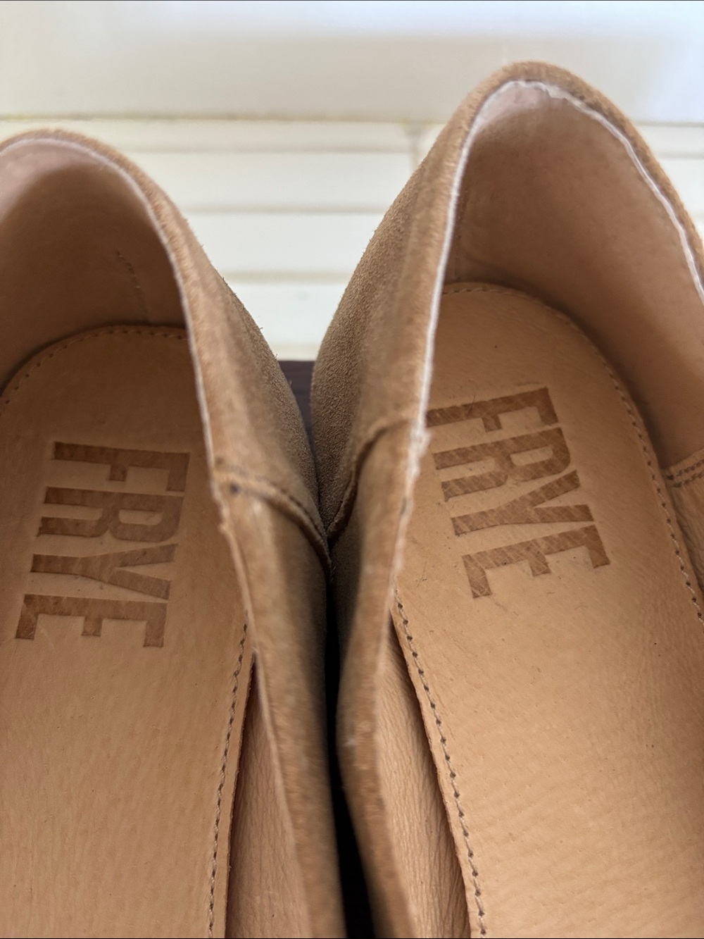Frye Pointed Suede Slip-On Loafers in Camel Brown 9.5 - Picture 5 of 9